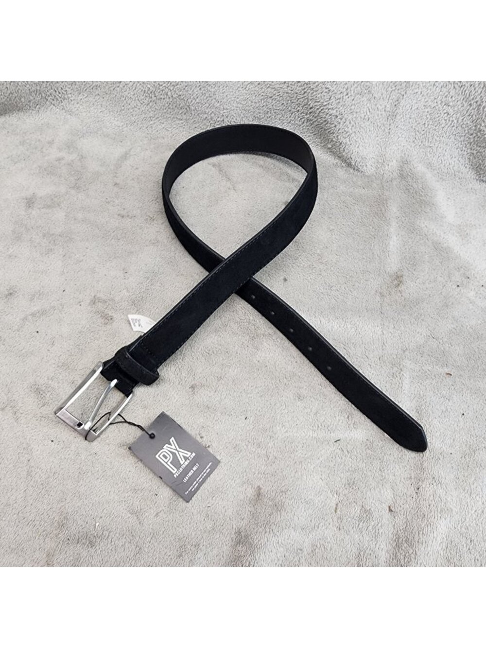 PX Belt Mens 30 Black Leather Silver Tone Buckle *NWT*